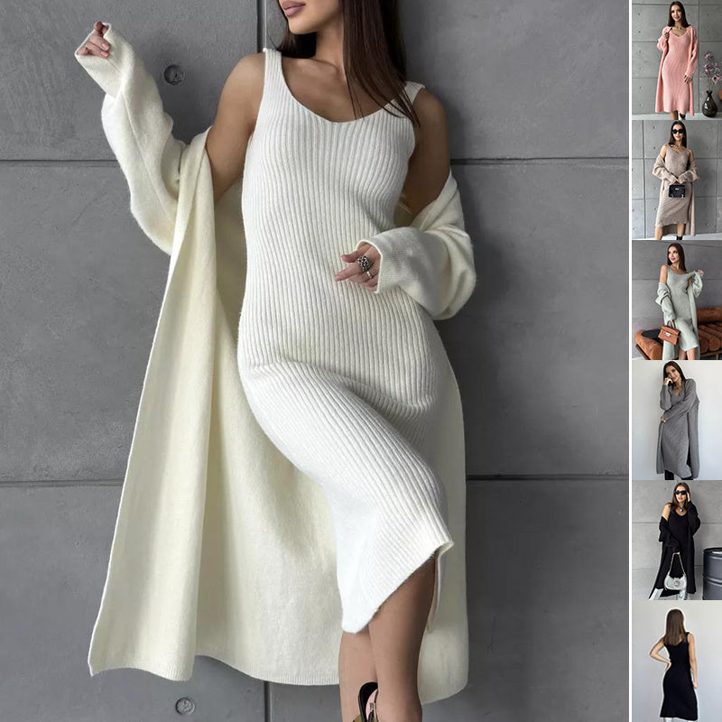 Ensemble en maille 2 pièces avec robe & cardigan