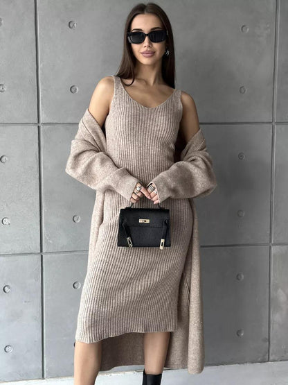 Ensemble en maille 2 pièces avec robe & cardigan