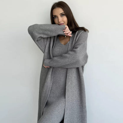 Ensemble en maille 2 pièces avec robe & cardigan