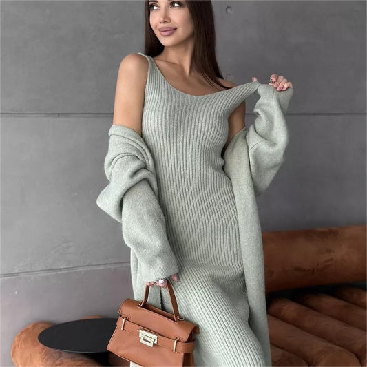 Ensemble en maille 2 pièces avec robe & cardigan
